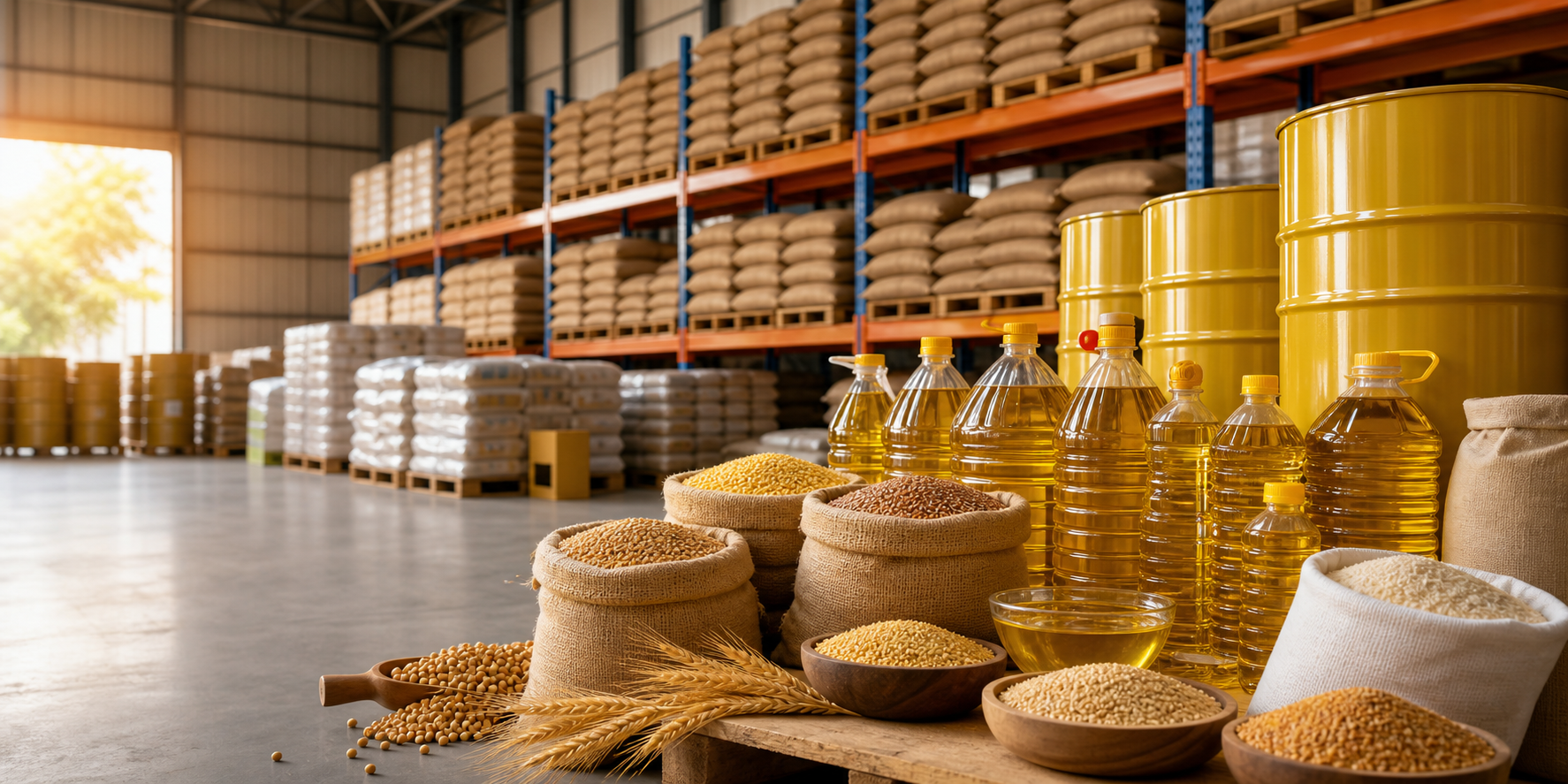 Organized grains and edible oil supply warehouse